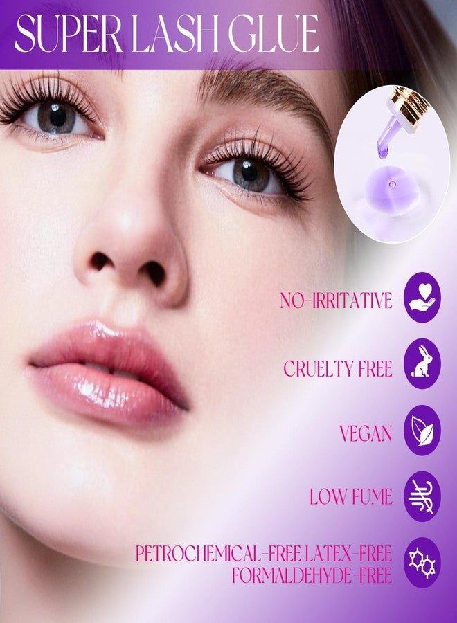 أريسون لاشز غراء رموش للرموش الحساسة، سريع الجفاف، مقاوم للماء، غراء رموش فردي يدوم طويلاً، وصلات رموش يمكنك تركيبها بنفسك، تثبيت قوي (بنفسجي - 3 مل) - Image 3